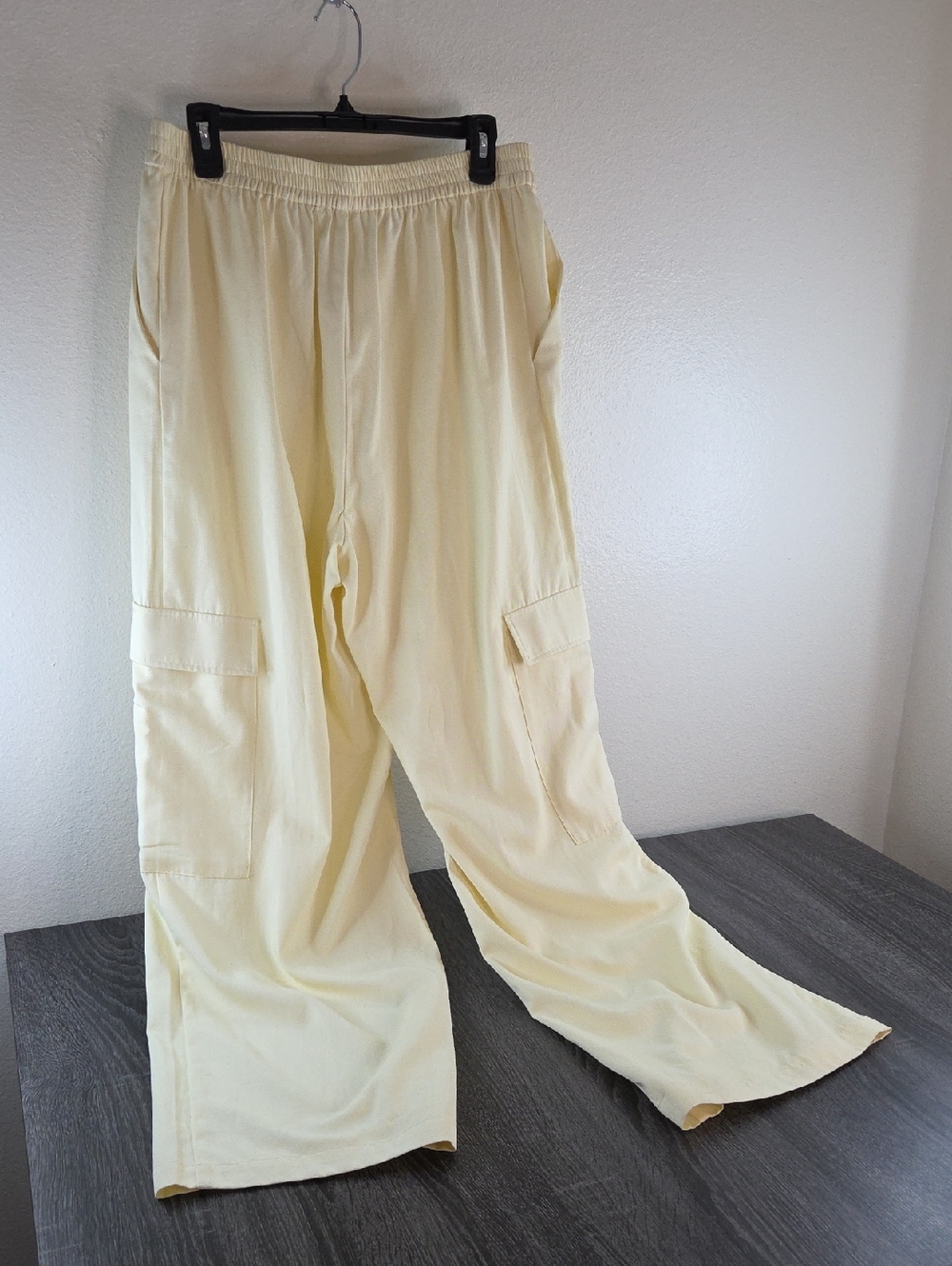LE' A.L.X.Light Yellow Wide Leg DRESS  Pants CARGO STYLE LARGE NWT $119.Dillards